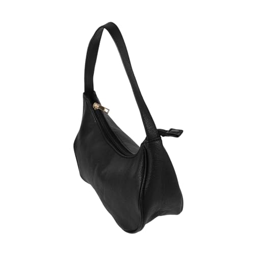 Gatuida PU Damen Single Shoulder Bag mit Reißverschluss Modische Unterarmtasche Verstellbar Kompakt für Alltag Shopping Strand und Dating Erweiterbar Sichere Handtasche Schwarz von Gatuida