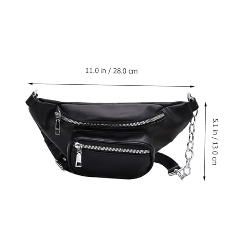 Gatuida PU Damen Waist Bag Crossbody Tasche mit Doppeltem Fach rutschfest und Strapazierfähig Modische Umhängetasche für Alltag und Freizeit Verstellbarer Schulterriemen Schwarze Sling von Gatuida