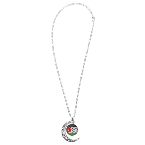 Gatuida Palästina Kette Damen Schmuck Mond Anhänger Palästina Flagge Halskette aus Langlebiger Legierung Vielseitiges Accessoire für Alltag Party von Gatuida