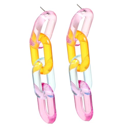 Gatuida Paperclip Kettenohrringe Damen Leichte Lange Acryl Ohrhänger mit Gliederkette Modische Statement Drop Earrings für Party Alltag und Festival Geometrisches Design von Gatuida