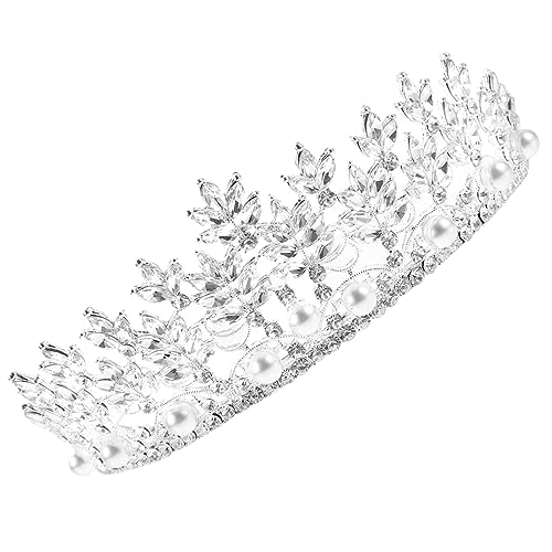 Gatuida Perlen Brautkrone Haarschmuck Silber mit Strass Stirnband für Hochzeit Party Kostüm Cosplay Verstellbar Leicht und Komfortabel von Gatuida
