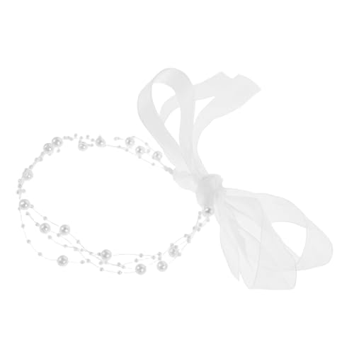 Gatuida Perlen Haarband mit Spitzenband Mehrschichtige Brautkopfbedeckung für Hochzeit Festlichkeiten Eleganter Haarschmuck Kunststoffperlen Leicht von Gatuida