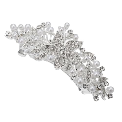 Gatuida Perlen Haarnadel mit Funkelnden Strasssteinen Blumen Haarclip für Damen Stabiler Haarschmuck für Besondere Anlässe Wie Hochzeit Party und Alltag Einfach zu Tragen Silberfarben von Gatuida