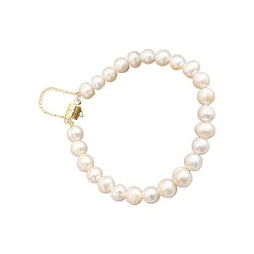 Gatuida Perlenarmband Damen Elegant Rundform Süßwasserperlen Armband Schmuck Für Hochzeit Party Alltag Chic Accessoire von Gatuida