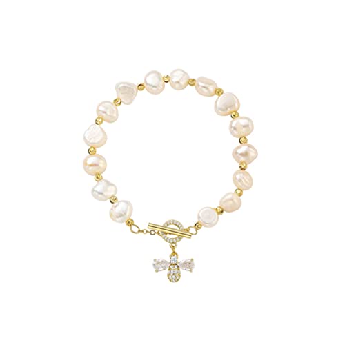 Gatuida Perlenarmband Damen Filigrane Zirkonia Bienenverzierung Leichtes Armband mit Mikrofassung Vergoldet Modischer Schmuck für Frauen für Freundin und Familie von Gatuida