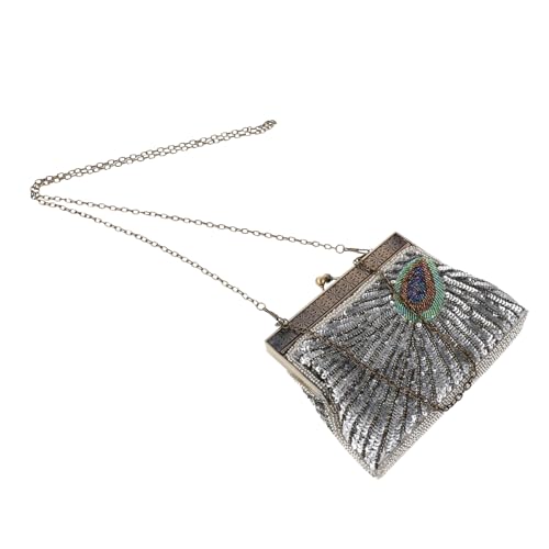 Gatuida Perlenbesetzte Pfauentasche Pailletten Perlen Abendtasche Bankett Perlen Clutch Hochzeitshandtasche Partytasche Abschlussball Handtasche Formelle Kleider Clutch von Gatuida