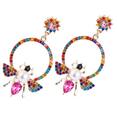 Gatuida Perlenohrringe Damen Bee Dangle Ohrringe mit Strass Schmuck Accessoire Elegante Kreisförmige Tropfenohrringe für Alltag Hochzeit und Party Gatuida Perlenohrringe Damen Bee Dangle Ohrringe mit Strass Schmuck Accessoire Elegante Kreisförmige Tropfenohrringe für Alltag Hochzeit und Party von Gatuida