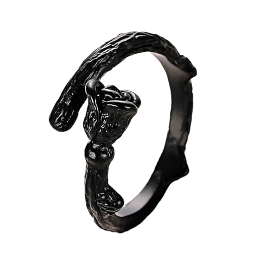 Gatuida Personalisierter Schwarzer Rosenring Damen Offener Kreativer Kupfer Schmuck Leichter Verstellbarer Fingerschmuck Geschenkidee für Frauen von Gatuida