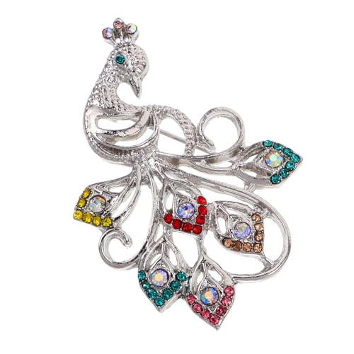 Gatuida Pfauenbrosche Mit Funkelndem Strass Für Damen Emaille-tiermotiv-brosche Hutnadel Für Outfits Schals Und Kleider von Gatuida