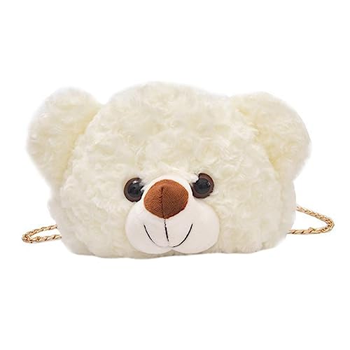 Gatuida Plüsch Bären Schultertasche Damen Cartoon Umhängetasche Leicht Crossbody Bag Weiße Kuscheltier Handtasche von Gatuida