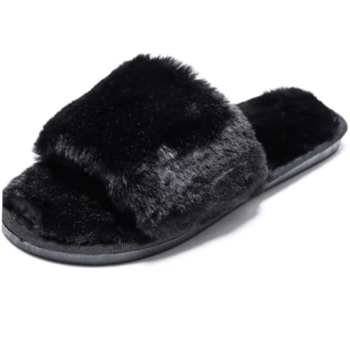 Gatuida Plüsch Hausschuhe Damen Herren Rutschfeste Weiche Sohlen Leichte Bequeme Indoor Pantoffeln Schwarze Anti rutsch Schuhe Kuschelige Langlebige Fußbekleidung für Zuhause von Gatuida