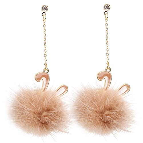 Gatuida Plüsch Pom Pom Ohrringe Kaninchenohren Leichtgewichtige Damen Ohrschmuck Modisch Flauschige Baumelnde Kugelohrringe Für Alltag Party Geschenkidee von Gatuida