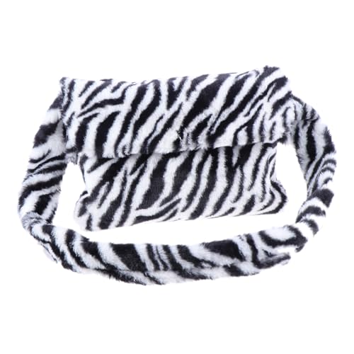 Gatuida Plüsch Schultertasche Damen Zebra Muster Groß Kuschelig Magnetknopf Verschluss Crossbody Umhängetasche Modisch Herbst Winter Alltag von Gatuida