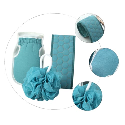 Gatuida Praktisches Badset mit Elastischem Rückenpeeling handtuch und Weichem Duschball in Lakeblau zur Effektiven Körperreinigung und Gründlichen Hautpflege Langlebig und Platzsparend von Gatuida