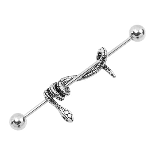 Gatuida Punk Cartilage Ear Bone Earring Schlange Barbell aus Stab Gothic Schmuck für Damen Tragus Ohrpiercing von Gatuida