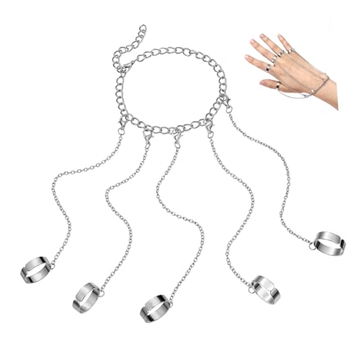 Gatuida Modischer Punk Kettenring für Frauen Verstellbar Elegantes Design Fingerkettenring für Partys von Gatuida