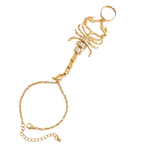 Gatuida Punk Stil Ring Armband Handkette Goldfarbig Design Extravaganter Schmuck für Damen und Herren Party Halloween Accessoire von Gatuida