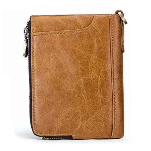 Gatuida RFID Echtleder Herren Geldbörse Khaki Wallet mit Münzfach Multifunktionaler Kreditkartenhalter Dünnes Portemonnaie für Männer Modische Diebstahl Handtasche von Gatuida