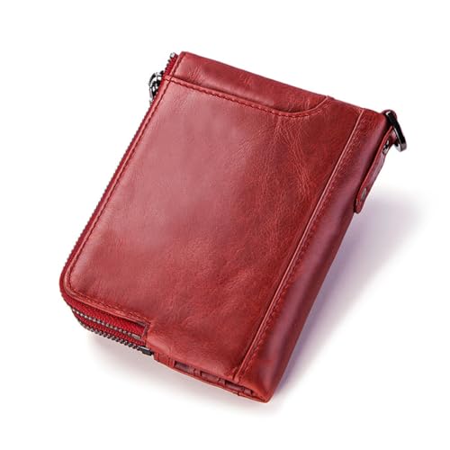 Gatuida RFID Schutz Herren Geldbörse aus Echtem Material Dünnes Rotes Portemonnaie mit Münzfach Multifunktionales Kreditkartenetui Schlanker Männer Geldbeutel Modische Clutch für Alltag von Gatuida