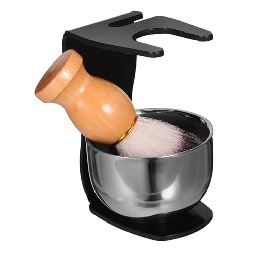 Gatuida Rasierpinsel und Schale für Herren Langlebiger Edelstahl Ständer Praktische Rasierbürste mit Schaum schale Einfach zu Reinigen für Nassrasur Zuhause und Unterwegs von Gatuida