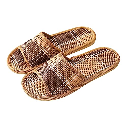 Gatuida Rattan Geflochtene Sommer Hausschuhe Leicht Komfortable Indoor Slipper Mute Walking Design Atmungsaktiv Für Damen und Herren von Gatuida