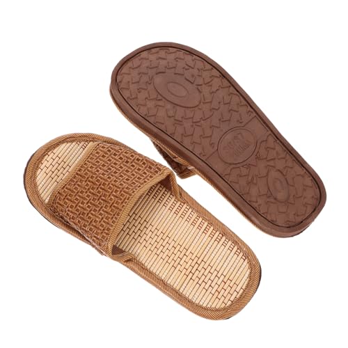 Gatuida Rattan Hausschuhe Damen Sommer Atmungsaktive Rutschfeste Strohpantoffeln mit Bambusboden Leicht und für Zuhause Feuchtigkeitsabsorbierend Paargröße von Gatuida