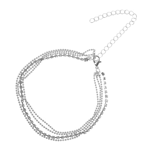 Gatuida Reihiges Silber Fußkettchen Damen mit Funkelnden Strasssteinen Verstellbares Metall Fußband Schmuck für Party und Alltag Modisches Knöchelarmband für Frauen und Mädchen von Gatuida