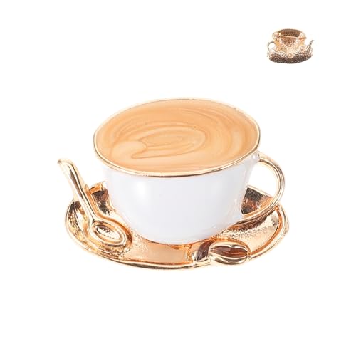 Gatuida Retro Brosche Kaffeetasse Weiß Emaille Anstecknadel Kleidungsschmuck Strickjacken Clip für Damen Mädchen von Gatuida