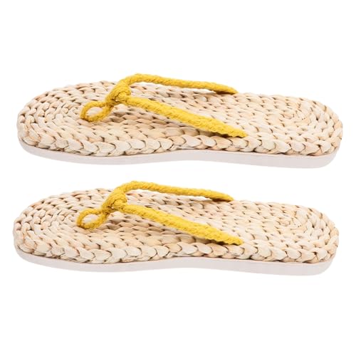Gatuida Retro Gewebte Hausschuhe Damen Herren Sommer Slipper mit Rutsch Sohle Leichter Japanischer Stil und für Strand Indoor und Outdoor Lässige Freizeitpantoffeln von Gatuida