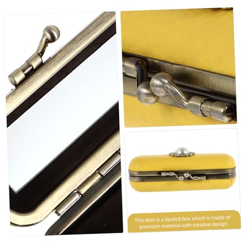 Gatuida Retro Lippenstift Aufbewahrungsbox mit Spiegel Kompakte Einzelbox im Vintage Stil Praktischer Make Up Organizer für Unterwegs und Reise Passend für Standard Lippenstiftgrößen von Gatuida