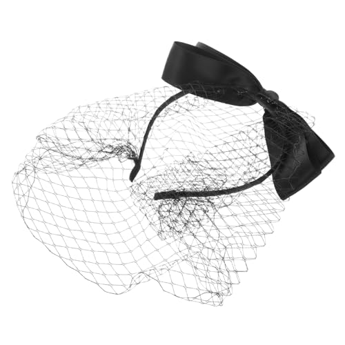 Gatuida Retro Schwarzer Haarschmuck mit Schleier Elegantes Schleifen Stirnband Sicherer Sitz für Hochzeit Party Tanzball und Festliche Anlässe Leicht zu Befestigen und Angenehm zu Tragen von Gatuida