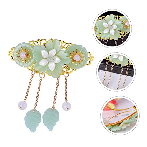 Gatuida Retro Stil Haarklammer aus Glasblume Lebensecht Ponytail Haarschmuck Eleganter Haarclip für Damen Passend zu Hochzeit Party Alltag Modisches Accessoire in Hellgrün von Gatuida