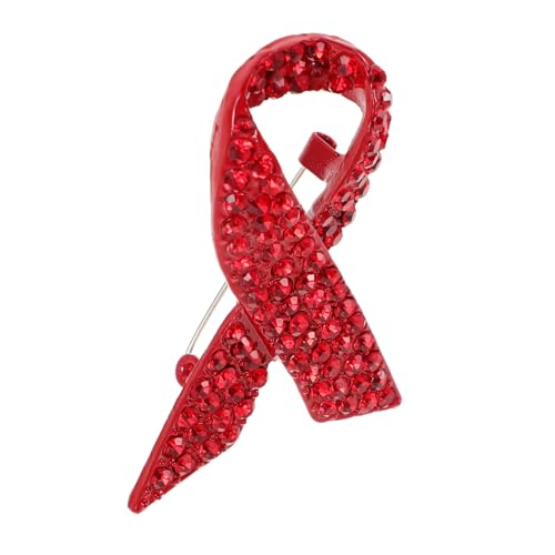 Gatuida Rhinestone Brosche Rot Schleife Krebs Awareness Anstecknadel aus Legierung Welt Aids Tag Schmuck Damen Kleidung Accessoire Unterstützend von Gatuida