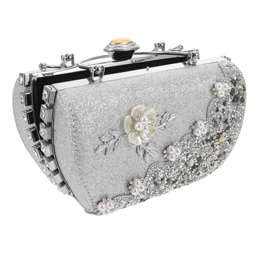 Gatuida Rhinestone Clutch Bag mit Perlenbesatz Stilvolle Blumen-handtasche aus Metall Funkelnde Glitzer-abendtasche für Damen Kompakt und Geräumig Vielseitig Kombinierbar für Hochzeit Gala von Gatuida