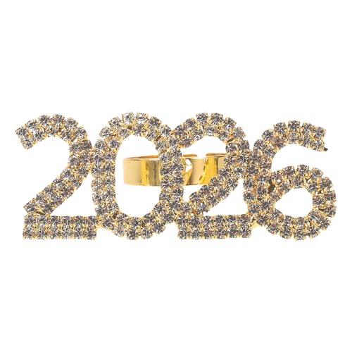 Gatuida Ring für Damen: Offener Ring mit der Zahl 2026 – Verstellbarer Strass-Fingerschmuck – Modeschmuck für Partys von Gatuida