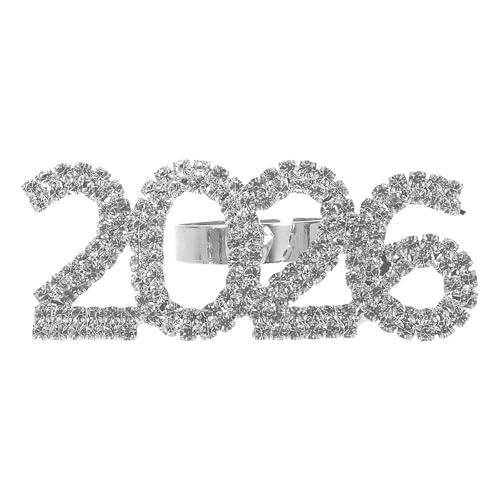Gatuida Ring für Damen: Offener Ring mit der Zahl 2026 – Verstellbarer Strass-Fingerschmuck – Modeschmuck für Partys von Gatuida