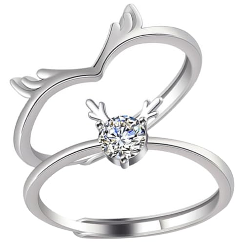Gatuida Ringe mit Geweih Design Verstellbare Trauringe für Romantische Geschenkidee für Valentinstag und Jubiläen Eleganter Schmuck für Frauen und Männer von Gatuida