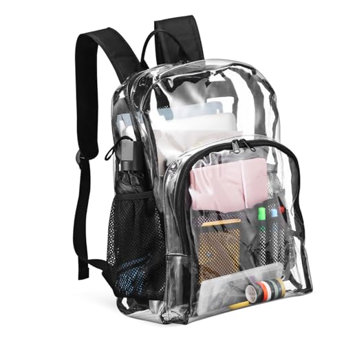 Gatuida Robuster PVC Rucksack Transparent Große Kapazität Ergonomische Schulterriemen Vielseitig für Sport Schule Veranstaltungen Stadion Events von Gatuida