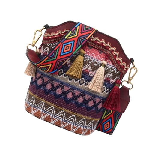 Gatuida Rote Bohemia Schultertasche Damen Geflochtene Umhängetasche mit Quaste Modische Crossbody Bag Alltag Shopping Party von Gatuida