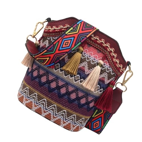 Gatuida Rote Boho Schultertasche Damen Geflochtene Quasten Bucket Bag Modische Crossbody Umhängetasche Alltag Freizeit Party von Gatuida