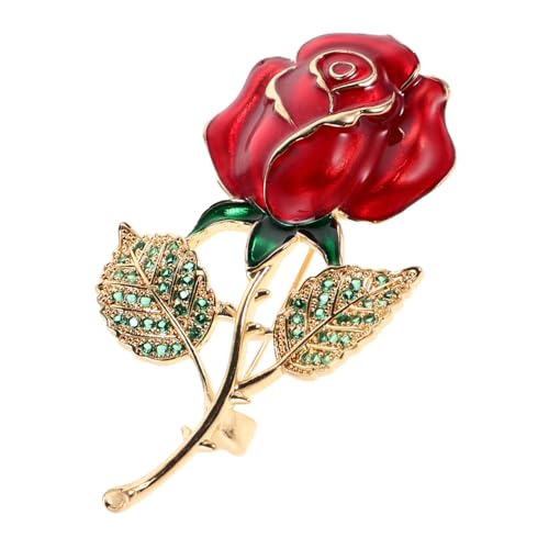 Gatuida Rote Rosen Brosche mit Funkelnden Strasssteinen Blumen Design Vielseitige Anstecknadel für Damen für Hochzeit Party und Festliche Anlässe Modisches Accessoire von Gatuida