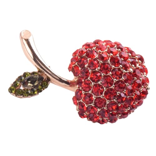 Gatuida Rote Strass Brosche Anstecknadel Apfel Design für Mantel Schal Pullover Jacke Schmucknadeln Strickjacke Damen Zubehör von Gatuida