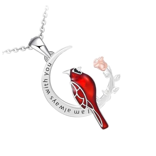 Gatuida Rote Vogel Halskette mit Mond Anhänger Feiner Schmuckanhänger Langlebiges Material Modisches Accessoire für Damen Vielseitig für Alltag Arbeit und Reisen Geeignet von Gatuida