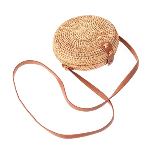 Gatuida Runde Damen Rattan Handtasche Handgefertigt Mini Umhängetasche Leicht Casual Schultertasche Für Strand Reise Alltag von Gatuida