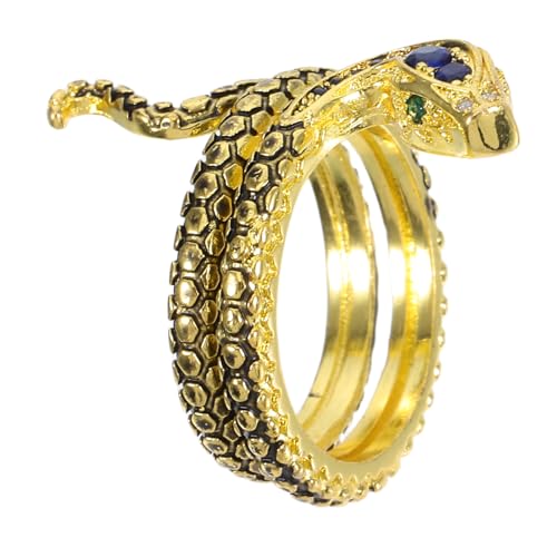 Gatuida Schlangenring mit Blauen Zirkonia Modischer Unisex Kreatives Design Verstellbar Geeignet für Damen und Herren Stilvolles Schmuckaccessoire von Gatuida