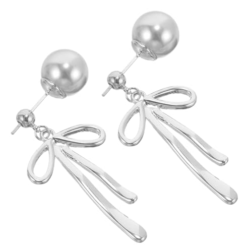 Gatuida Schleifenohrringe Damen Perlen Silber Ohrstecker Goldbeschichtet Kleine Stilvolle Partyohrringe Leicht Und Langlebig Schmuck Für Frauen Mädchen von Gatuida