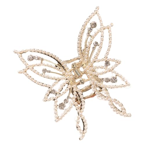 Gatuida Schmetterlings Haarklammer mit Perlen und Strass Große Leichte Haarkralle für Damen Stilvolles Haarstyling Rutschfest Vielseitiges Haarschmuck Accessoire für Alltag und von Gatuida