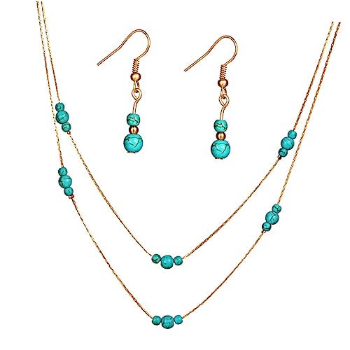 Gatuida Schmuckset Damen mit Mehrlagiger Halskette und Ohrringen Runde Türkisblaue Steine Eleganter Goldfarbener Anhänger Modisches Accessoire für Besondere Anlässe und Alltag Gatuida Schmuckset Damen mit Mehrlagiger Halskette und Ohrringen Runde Türkisblaue Steine Eleganter Goldfarbener Anhänger Modisches Accessoire für Besondere Anlässe und Alltag von Gatuida