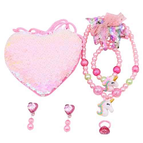 Gatuida Schmuckset Einhorn Perlen Halskette und Armband Set für Mädchen Bunte Kinderschmuck Geschenke Langlebig und Strahlend Geschenk für Kleine Mädchen Party Accessoire von Gatuida