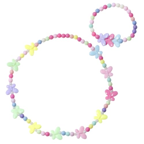 Gatuida Schmuckset Schmetterling Armband Halskette Bunt Acryl Perlen für Mädchen Geburtstagsgeschenk Hautfreundlich und Langlebig von Gatuida
